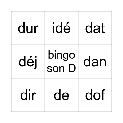 BINGO SON D Bingo Card