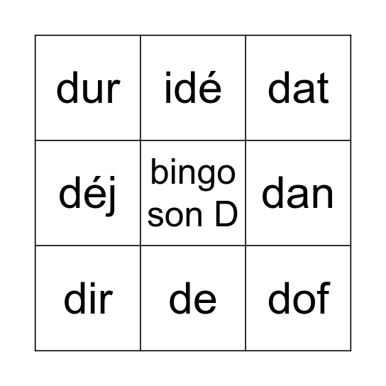 BINGO SON D Bingo Card