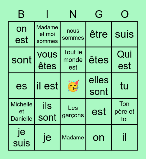 Être Bingo Card