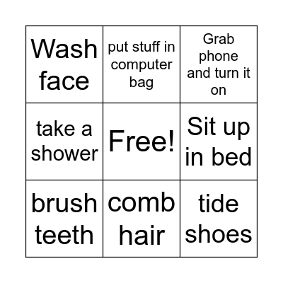 Morning Routine Bingo Card