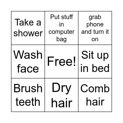 Tomorrow morning Bingo Card