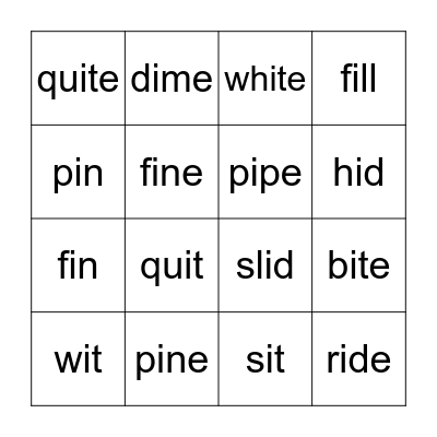 Long i/Short i Bingo Card