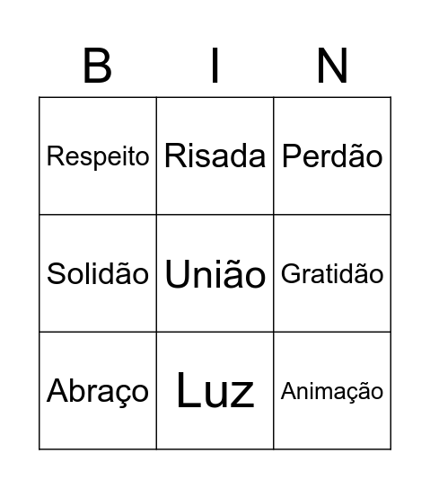 Bingo solidário Bingo Card