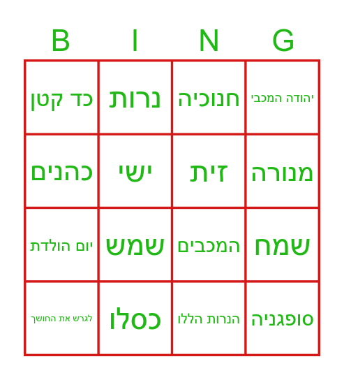 יום הולדת של ישי Bingo Card