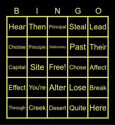 Mr. Hill Bingo Card