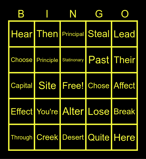 Mr. Hill Bingo Card