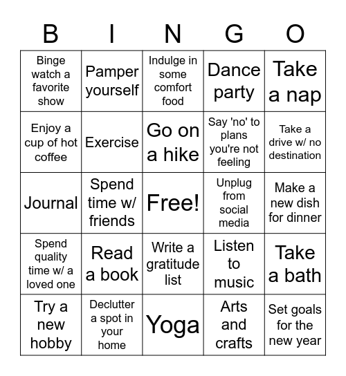 Broadleigh Self-Care Bingo Card