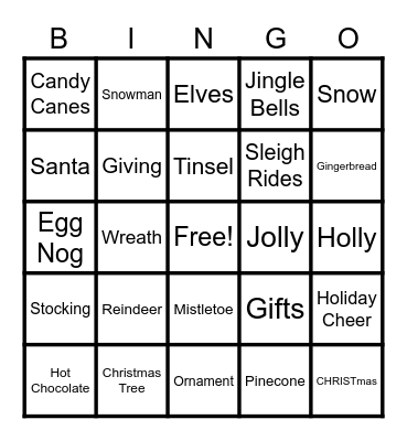 Holiday Bingo Card