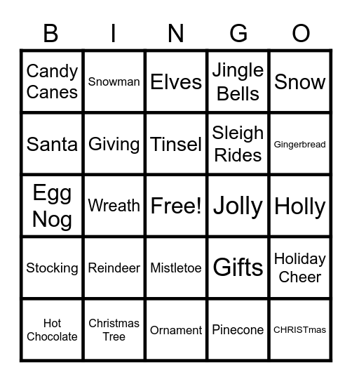 Holiday Bingo Card