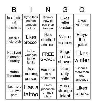 Find Someone Who Bingo Card