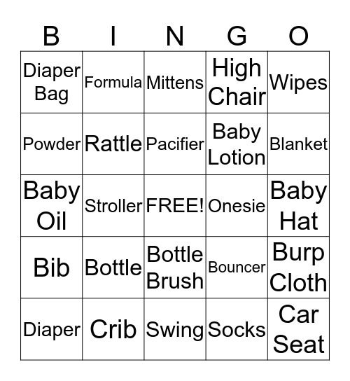 Baby Bingo Card