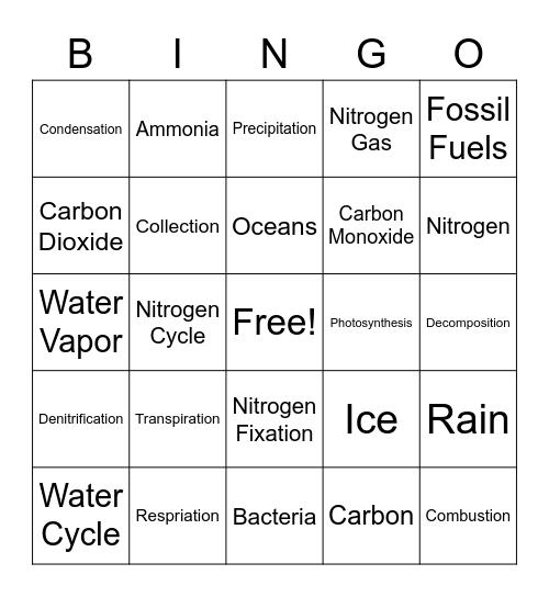 Environmental Science - Cycles Bingo Card