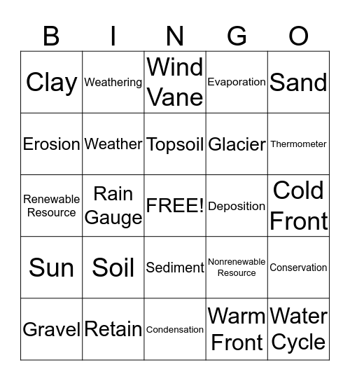 Earth & Space Bingo Card