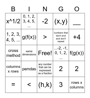 CA Bingo Final Review S1 Bingo Card