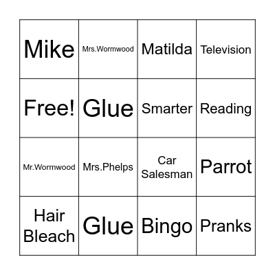 Matilda Bingo Card