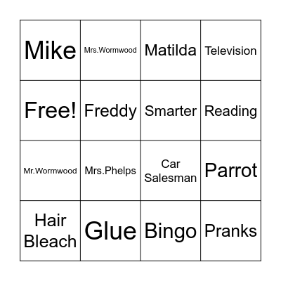 Matilda Bingo Card