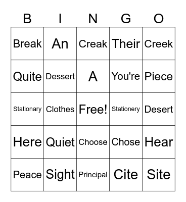 WOC 1-10 Unit Review Bingo Card