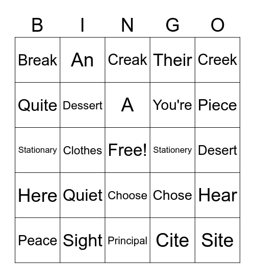 WOC 1-10 Unit Review Bingo Card