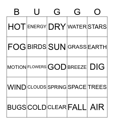 BUGGO Bingo Card