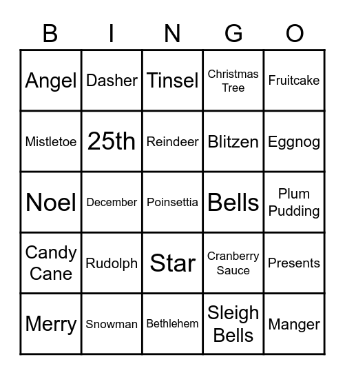 Christmas Bingo Card