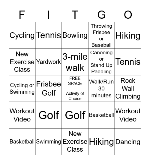 Ramon's FitGo Bingo Card
