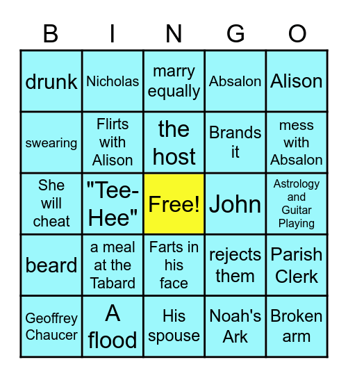 THE MILLER Bingo Card