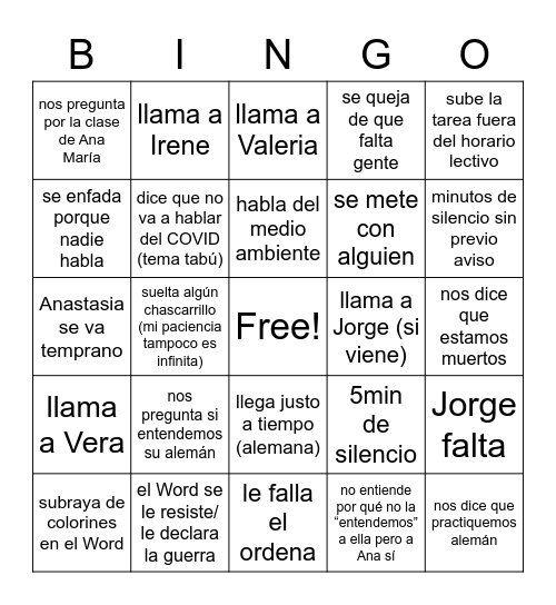 Bingo con la Heidrun Bingo Card