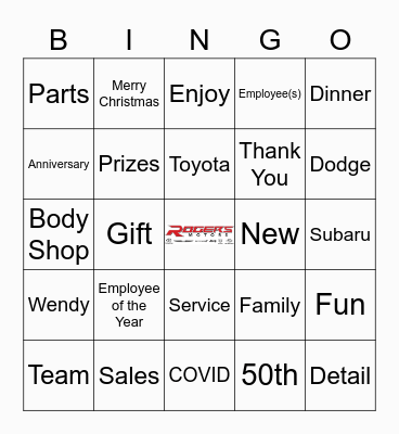 Rogers Christmas 2021 Bingo Card
