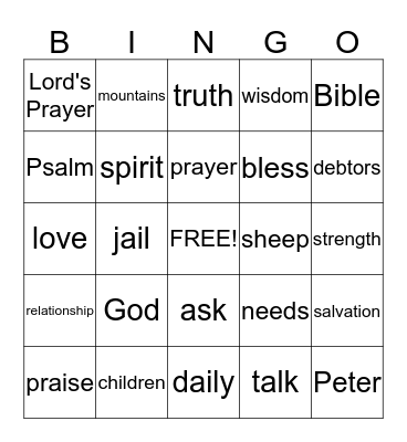 Prayer Bingo! Bingo Card