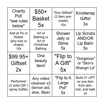 DECEMBER #1 - BINGO 12/3 to 12/5 Bingo Card