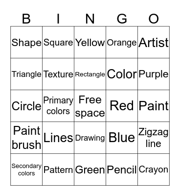 K-1 Art Bingo Card