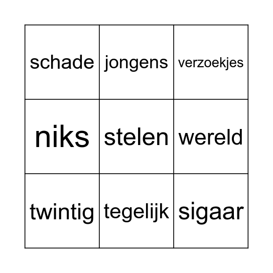 Geld maakt niet gelukkig Bingo Card