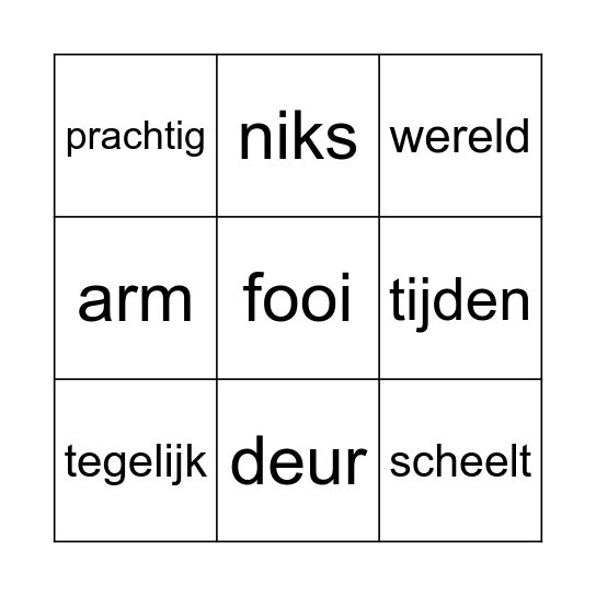 Geld maakt niet gelukkig Bingo Card