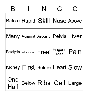 Medical Frenzy Bingo Card