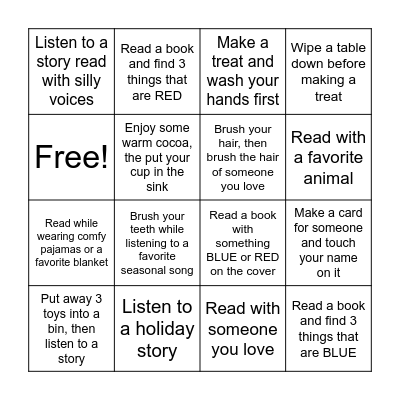 Olyvia's December BINGO card Bingo Card