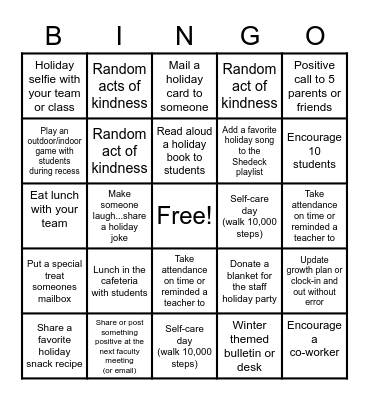 🌲HOLIDAY BINGO🌲 Bingo Card