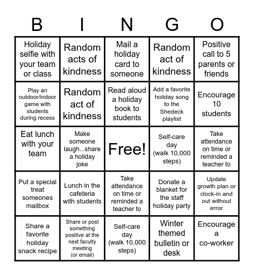 🌲HOLIDAY BINGO🌲 Bingo Card