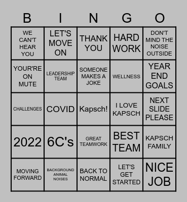 KAPSCH YEAR END BINGO Card