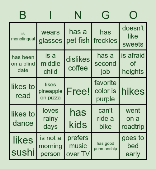 Find Someone Who... Bingo Card