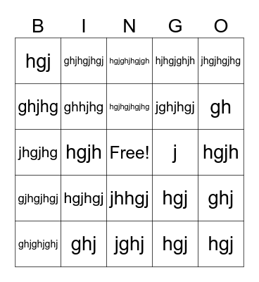 TEST Bingo Card