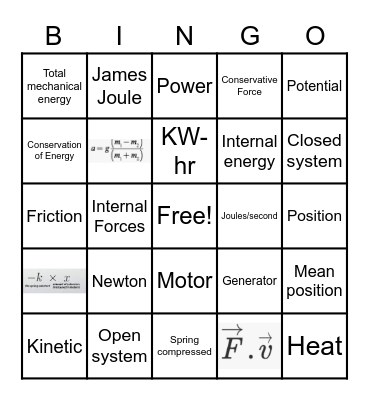 AKPHYSICS ENERGY BINGO Card