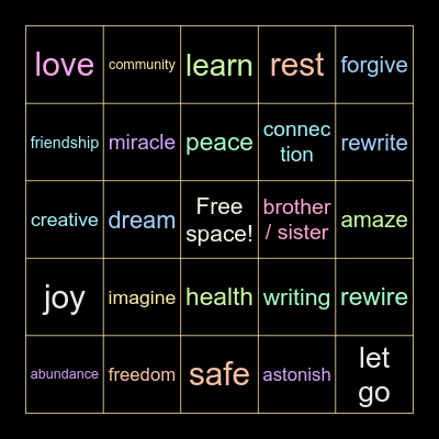 Miracle Party Bingo Card