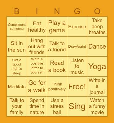 Mental Health Bingo TMC Bingo Card