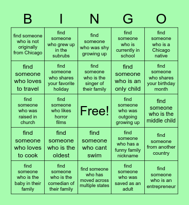 Human Bingo! Bingo Card