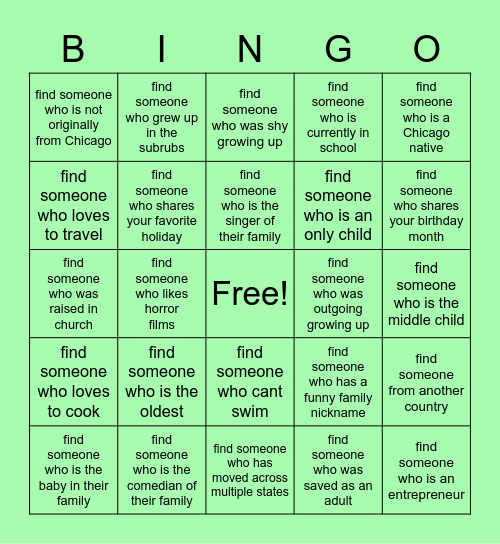 Human Bingo! Bingo Card