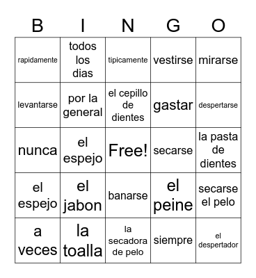 Primer Paso Vocab Bingo Card
