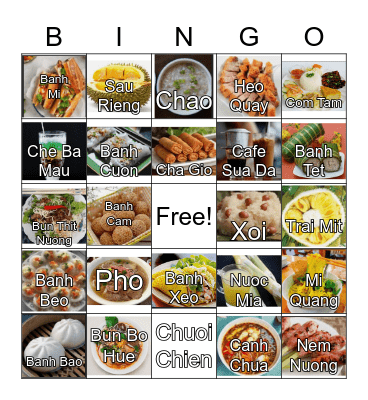 Viet Food Bingo Card