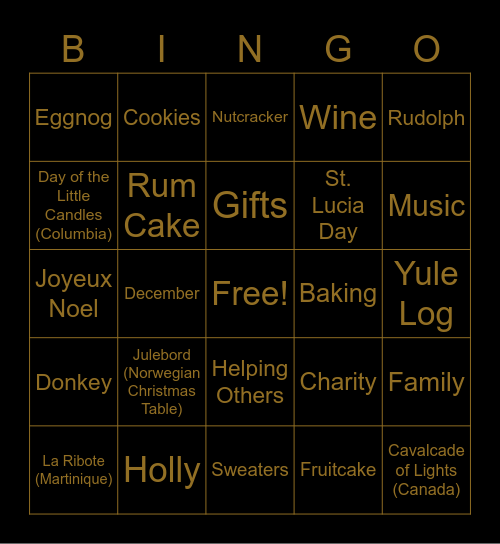 EA Holiday BINGO Card