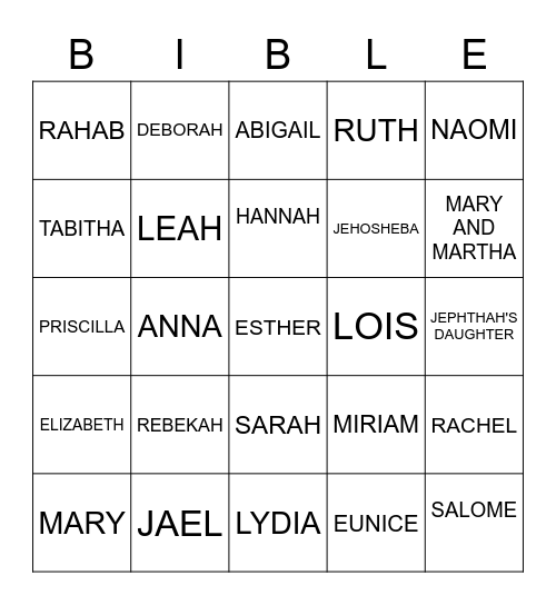 FAITHFUL WOMEN Bingo Card