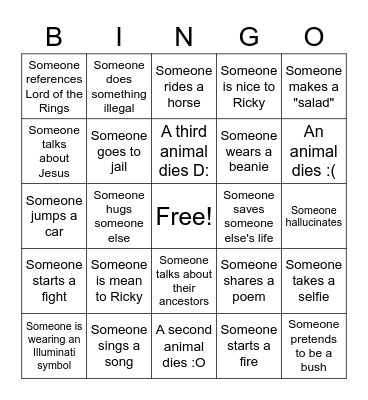 Hunt for the Wilderpeople Bingo Card